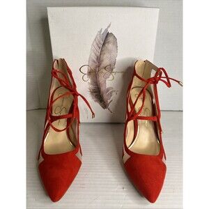 Jessica Simpson Women's Red Strappy‎ Stiletto Heels Size 7.5 Party Shoes